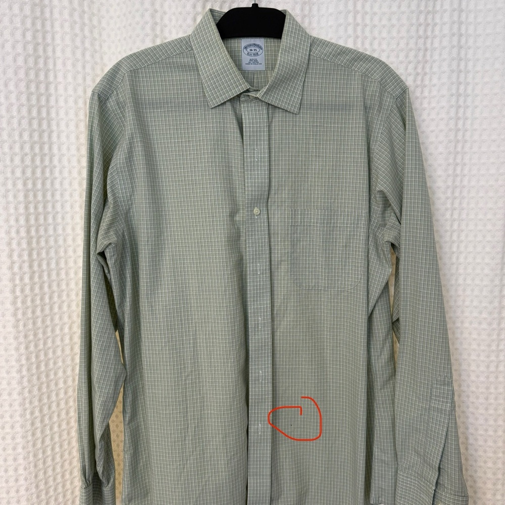 Brooks Brothers Slim-Fit Men's Green Checkered Shirt (16-35)